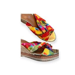 New Etienne Aigner 9 Krista Watercolor Tie Dye Espadrille Wedge Sandal 3.5” Heel